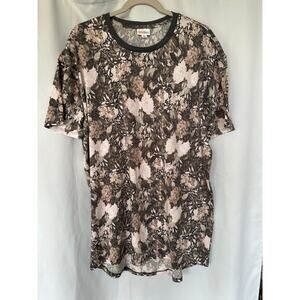LulaRoe Floral T Shirt Loose Fit Brown Cream Floral Print XL Perfect Condition